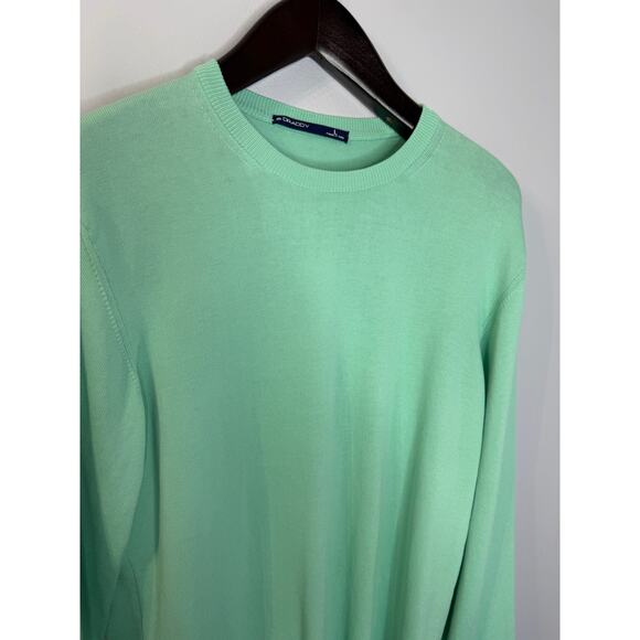 B.Draddy Men's Crew Neck Sweater Cotton Performance Golf Made in Italy Green L - Picture 6 of 12